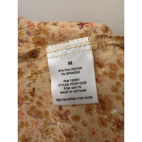 Pink‎ Rose Peasant Top Blouse Off  Shoulder Juniors M Yellow Floral Boho NWT - Picture 9 of 10